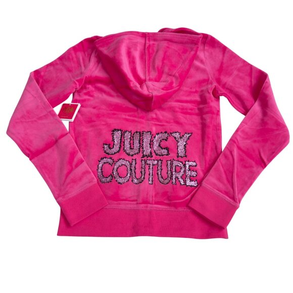 Juicy Couture  Dragonfruit Pink Hoodie Jacket Size 14 With Embroidered Back Logo - Picture 2 of 12